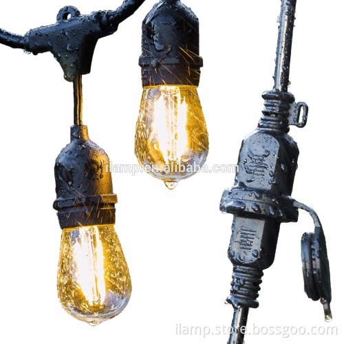 LED filament bulbs included heavy duty 48 feet string lights black